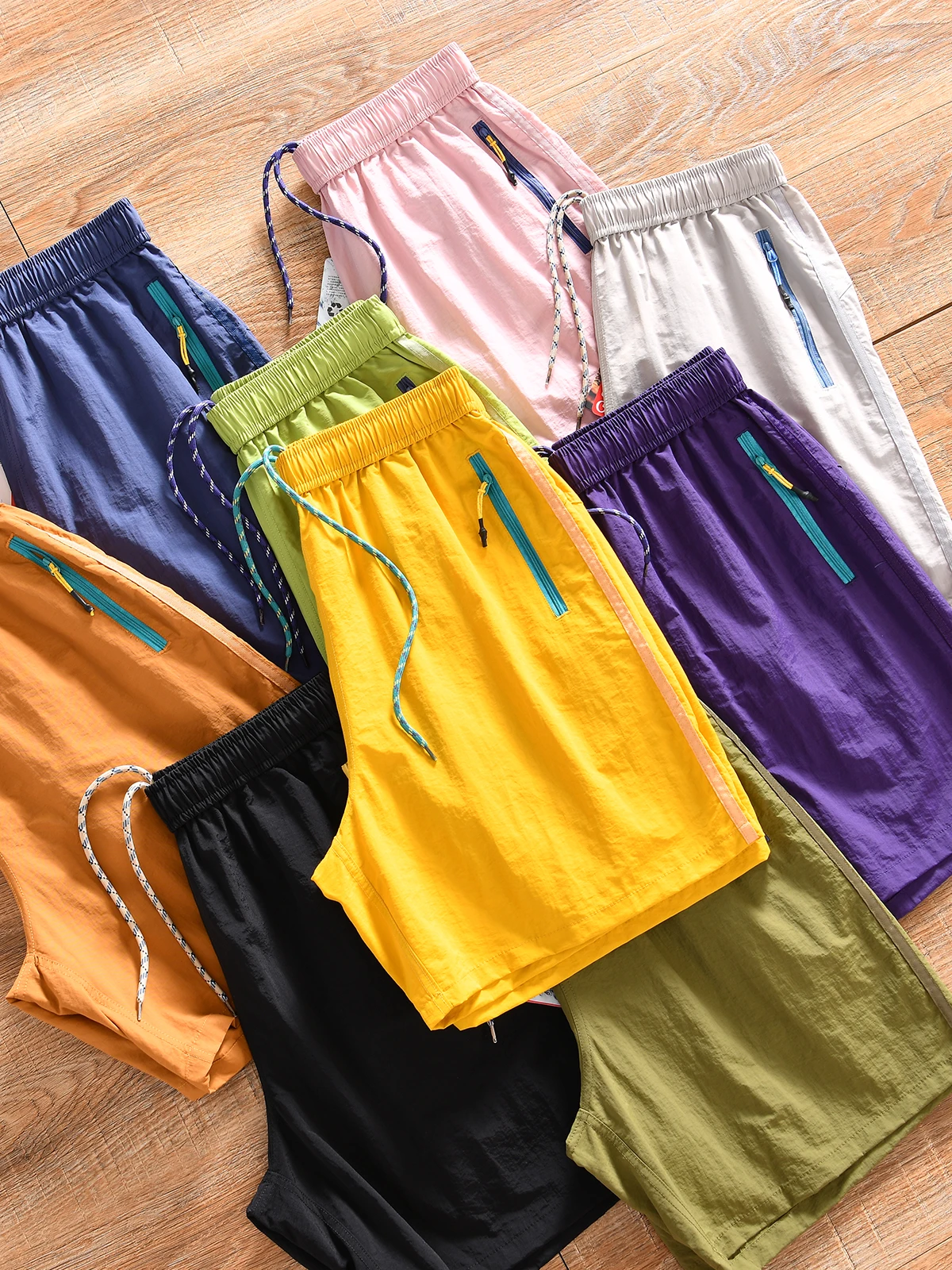 Men's Outdoor Casual Sports Shorts Summer Wear Resistant Torn Beach Pants Fashionable Urban Style Polyester Fiber Straight Leg