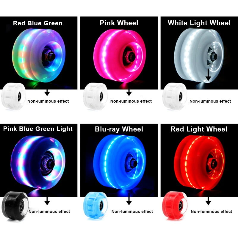 4pcs Durable Luminous Roller Skate Wheels With Bearings Suitable For Double Row Skating And Skateboard