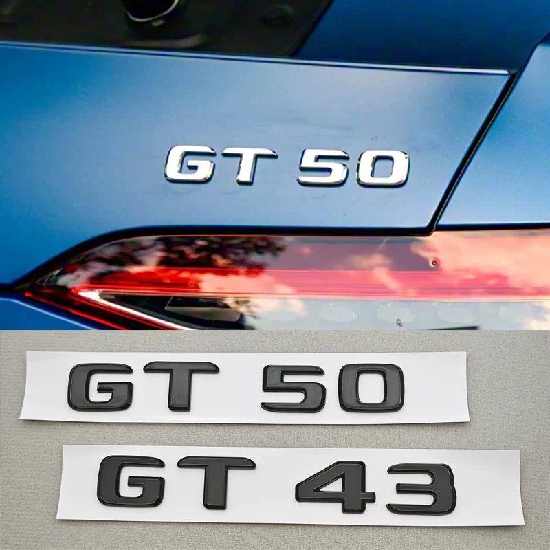 3D ABS Car Letters Logo GT43 GT50 GT53 GT63 Sticker Rear Trunk Badge Emblem For Mercedes Benz AMG GT C290 Class Tail Accessories