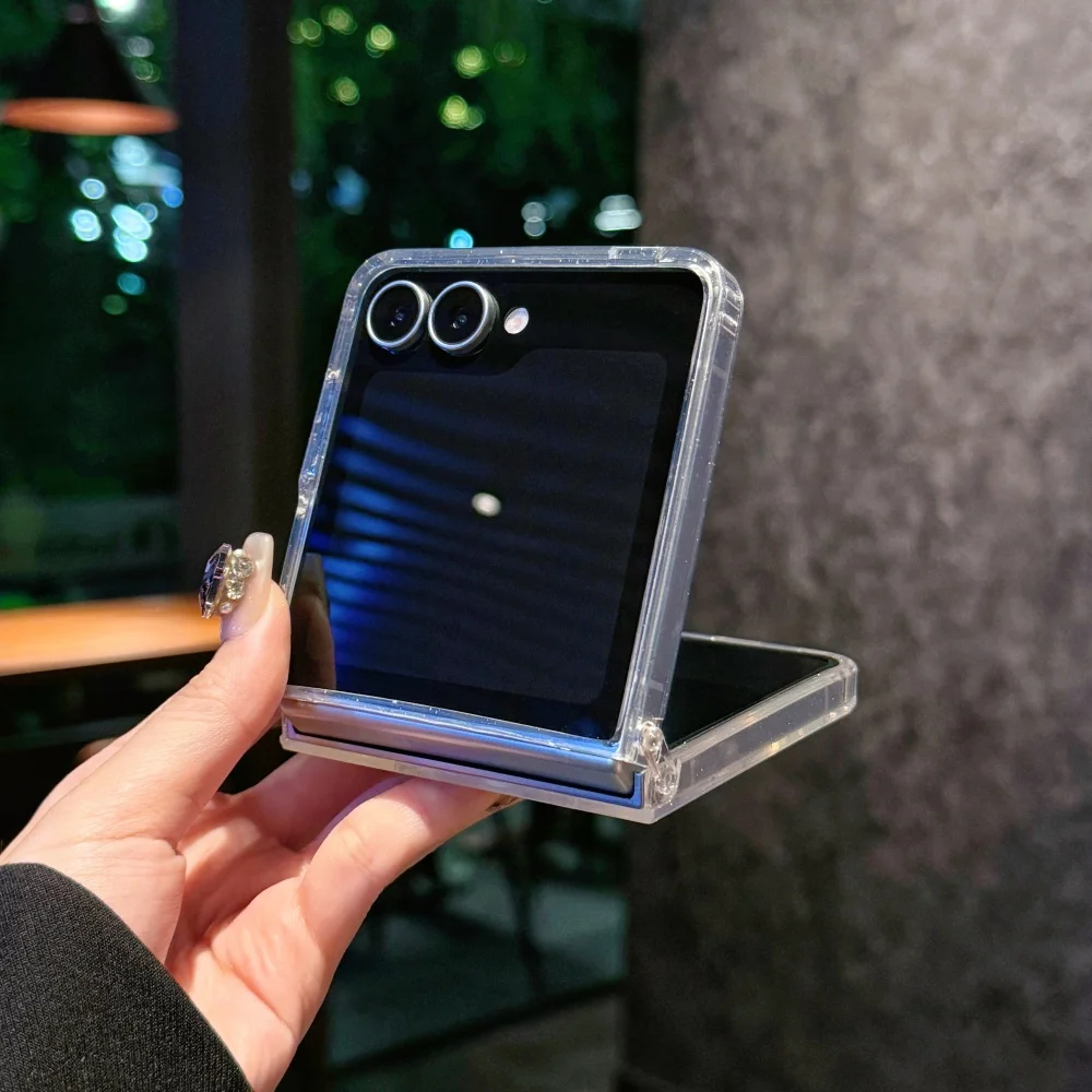 โปร่งใสBling Glitterแม่เหล็กสําหรับSamsung Galaxy Z Flip 7 6 5 4 3 5Gไร้สายชาร์จนุ่มกันชนป้องกัน