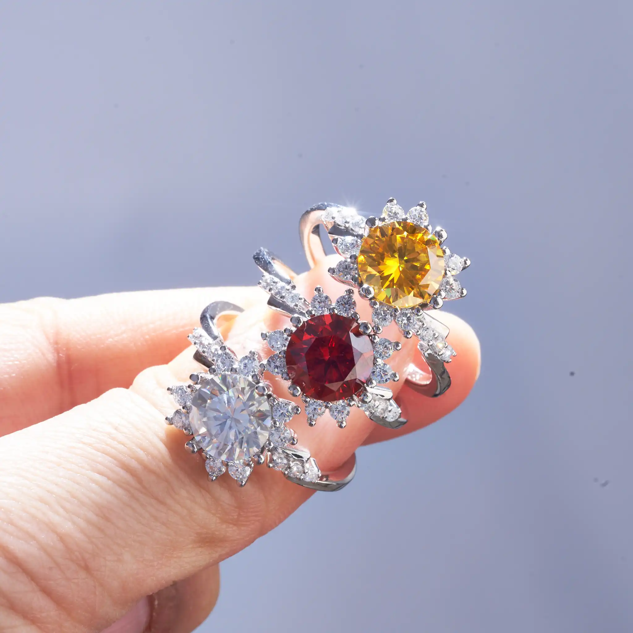 1 Carat Rainbow Color Moissanite Ring with GRA Certificate Original Sterling Silver 925 Jewelry finger ring Women Wedding Bands