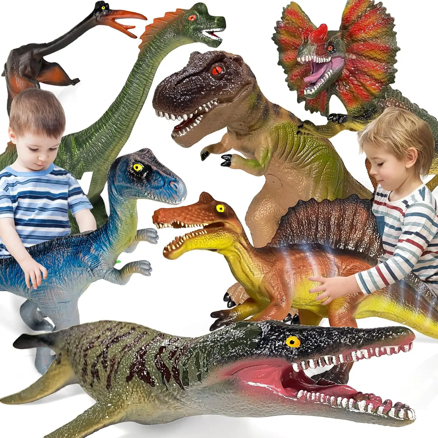 7 Pcs Dinosaur Toys for Kids, Realistic Dinosaur Figures Soft Dino Toy for Boys & Girls , Animal Dino Toys ,Great Birthday Gifts