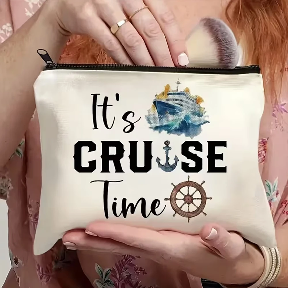 1 Travel Cosmetic Gift Bag, Toiletry Bag, for Women, Girls, Mothers, Sisters, Friends, Cosmetic Zipper Bag, Holiday Gift for Cruise Enthusiasts, Travel Makeup Bag, Suitable for Travel, Vacation, Business, Fitness, Camping, and Outdoor Use