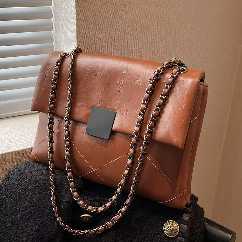 

2026 осенне-зимняя модная многофункциональная женская сумка с цепочкой в стиле ретро для улицы, сумка через плечо через плечо