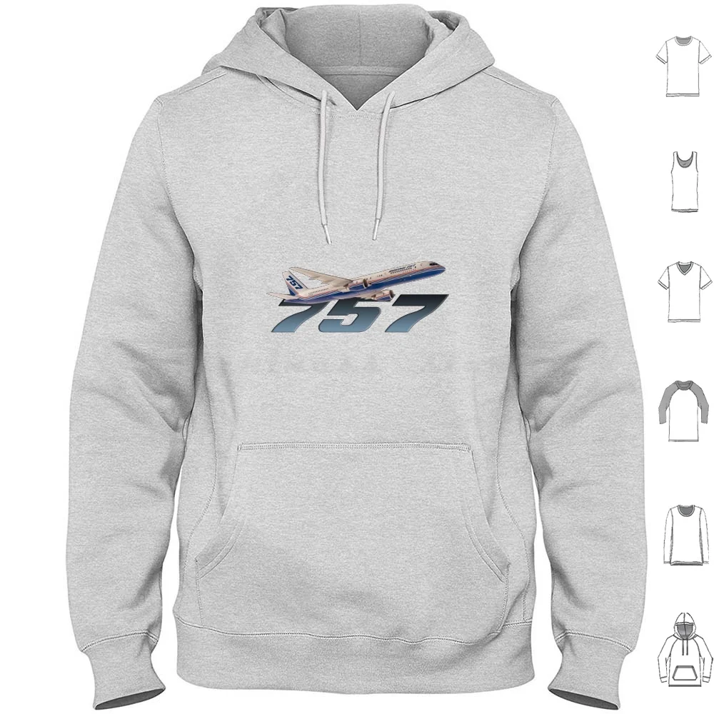 757 Prototipo Sudaderas con capucha Manga larga 757 Prototipo Avión Aviación Boeing Pilot Vuelo