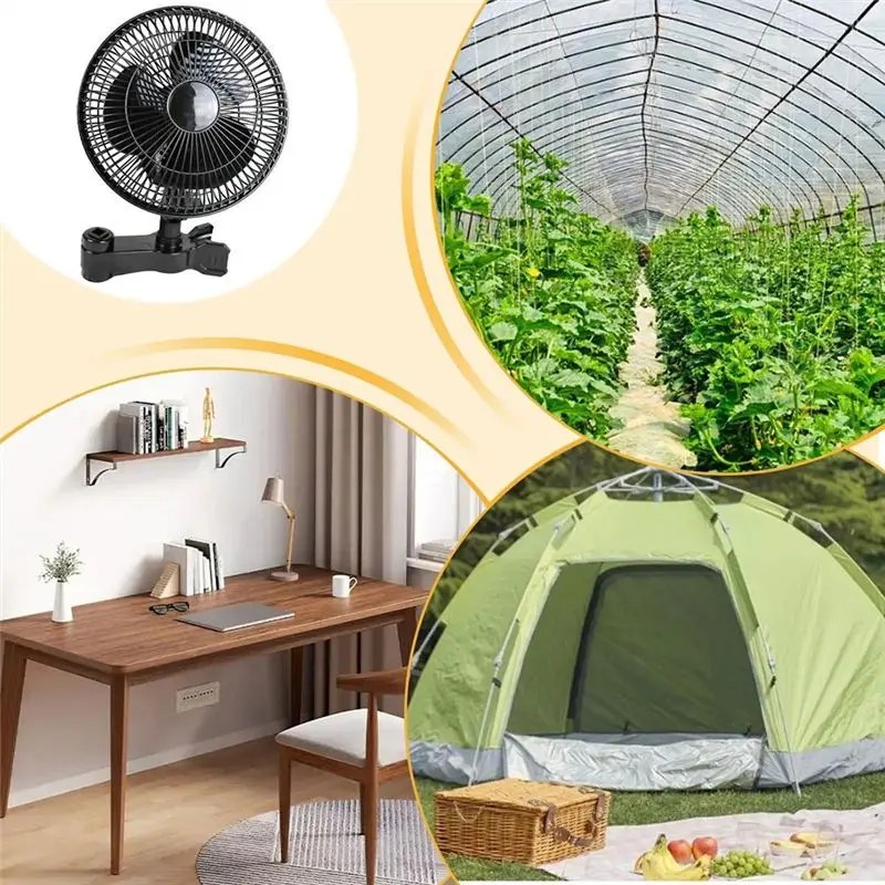 ABSJ-Grow Tent Clip Fan For Hydroponics Greenhouses Nursery Oscillating Ventilation Quiet For Hydroponics Circulation Cooling