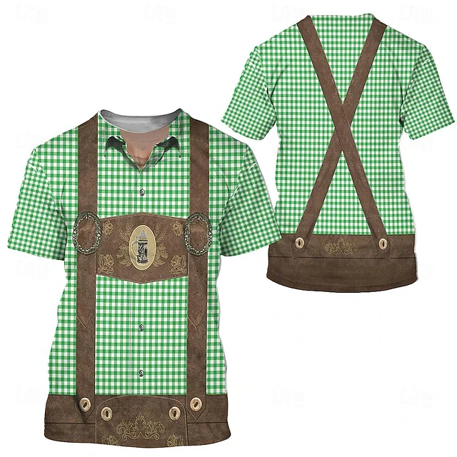Oktoberfest Beer pattern Men's T-shirt Loose Short-sleeved T-shirt Fake Sling 3D Printed Tshirts Fake Farm Work Unisex T-shirt