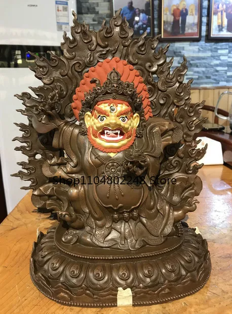 15CM Tibet Two Arms Mahakala Protector Buddha Copper Statue