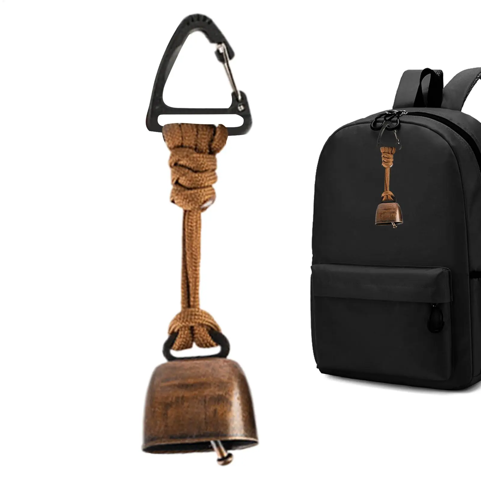 Outdoor Bear Bell for Hiking Camping - Loud Cast Iron Cowbell with Hand Braided Lanyard (The color of the rope is random)