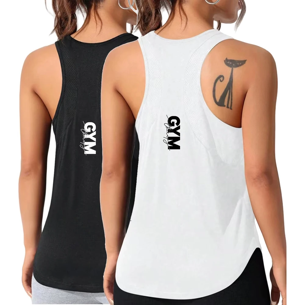 GYM Therapy Letter Prints Tank Tops Womens Basic Quick Drying Sports Vest Summer Breathable Soft Sleeveless Womans Outdoor Wear