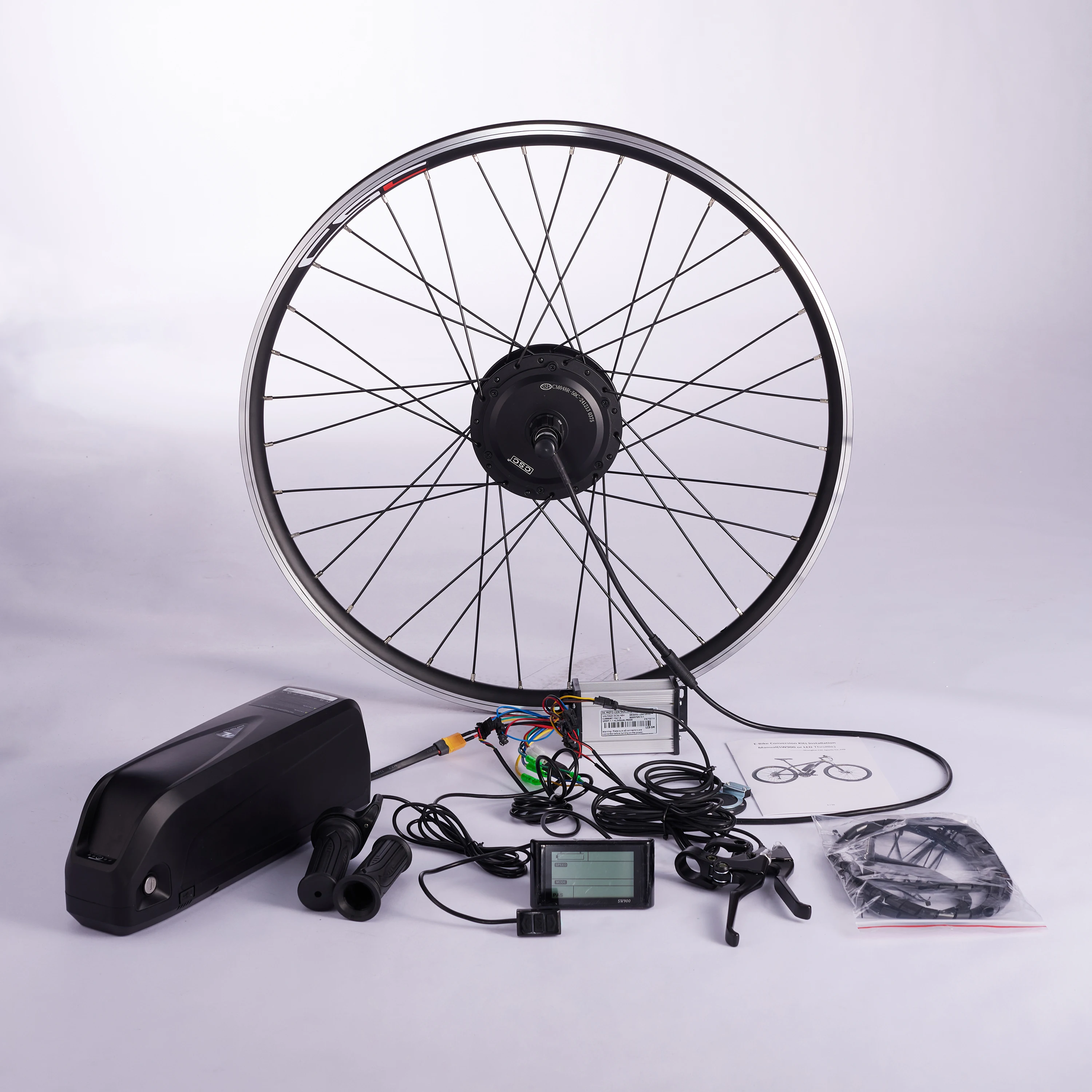 CSC Ebike 36 فولت 250 واط 350 واط 500 واط العجلات الخلفية الأمامية 20-29 بوصة 700C SW900 مجموعة تحويل الدراجة الكهربائية مع بطارية ليثيوم 36 فولت 15 أمبير #1