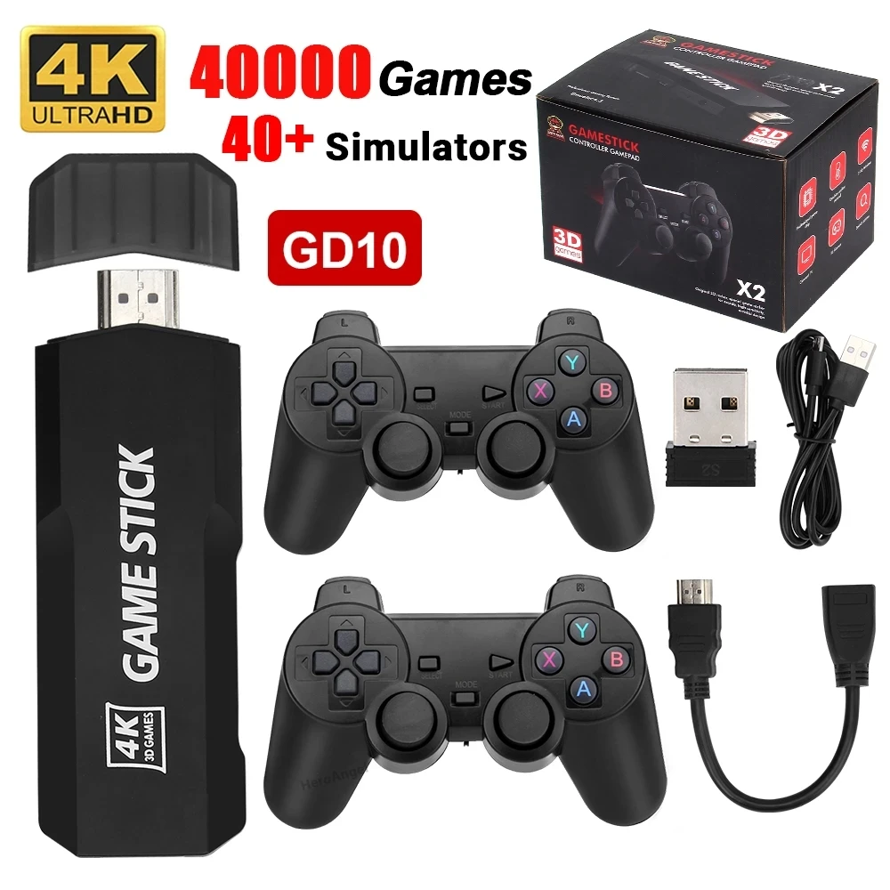 

NEW GD10 128G 40000 Games Retro Game Console 4K HD Video Game Console 2.4G Double Wireless Controller Game Stick For PSP/PS1/GBA