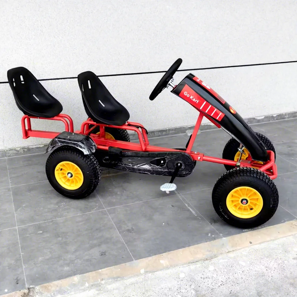 Outdoor Front-Back Seat Parent-Child Tandem Pedal Go Kart For Resorts (14+ Years Minimum)-Reinforced Steel Frame 50+
