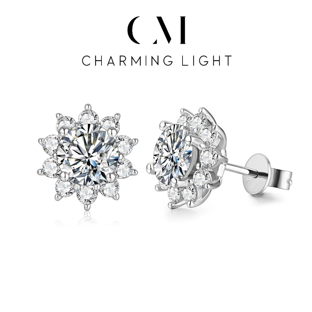 

Charming 1.0CT Snowflake Shape Moissanite Stud Earring Lab Diamond 925 Sterling Sliver for Women Engegament Wedding Fine Jewelry