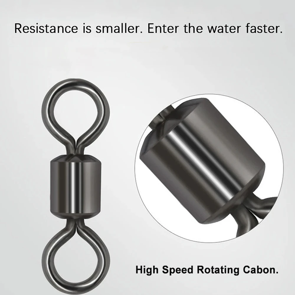 50Pcs Bearing Swivel Fishing Connector Stainless Steel Carp Snap Fishhook Lure Solid Ring Swivel Tackle Fishing Accessories