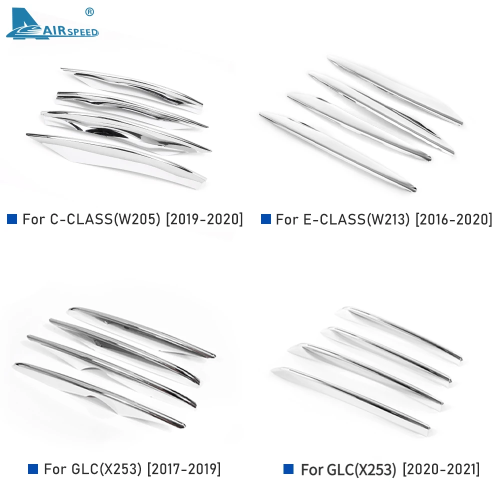 Cubierta de luz antiniebla plateada ABS para Mercedes Benz Clase C W205 Clase E W213 GLC X253 2016-2021, parachoques delantero, parrilla, alerón, accesorios