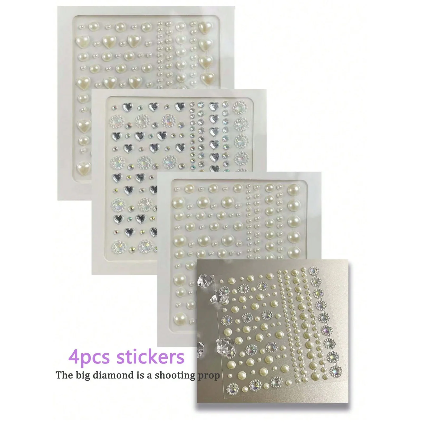 Glänzende Strass-Perlen-Aufkleber, Herz-Blumen-Motiv, selbstklebend, für DIY-Party, Bühne, Cosplay, Gesicht, Haar, Dekoration, Mode, Schönheit, Accessoire – Detail 1
