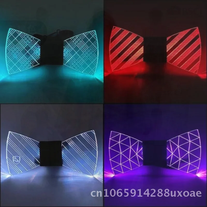 

LED Luminous Bow Tie And Tie Bar Set Halloween Party Supplies Glowing Purple Yellow Orange Red Pink Lantern Colors Available