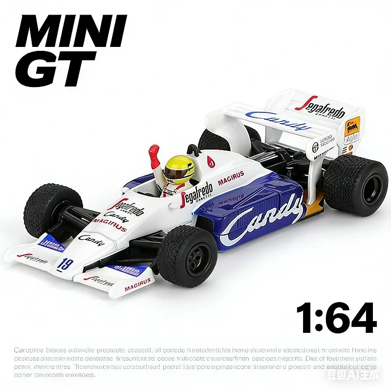 MINI GT 1:64 Toleman TG184 #19 Ayrton Senna 1118 Cast Alloy Plastic Car Model, Boys' Toy Collection Decoration Item.