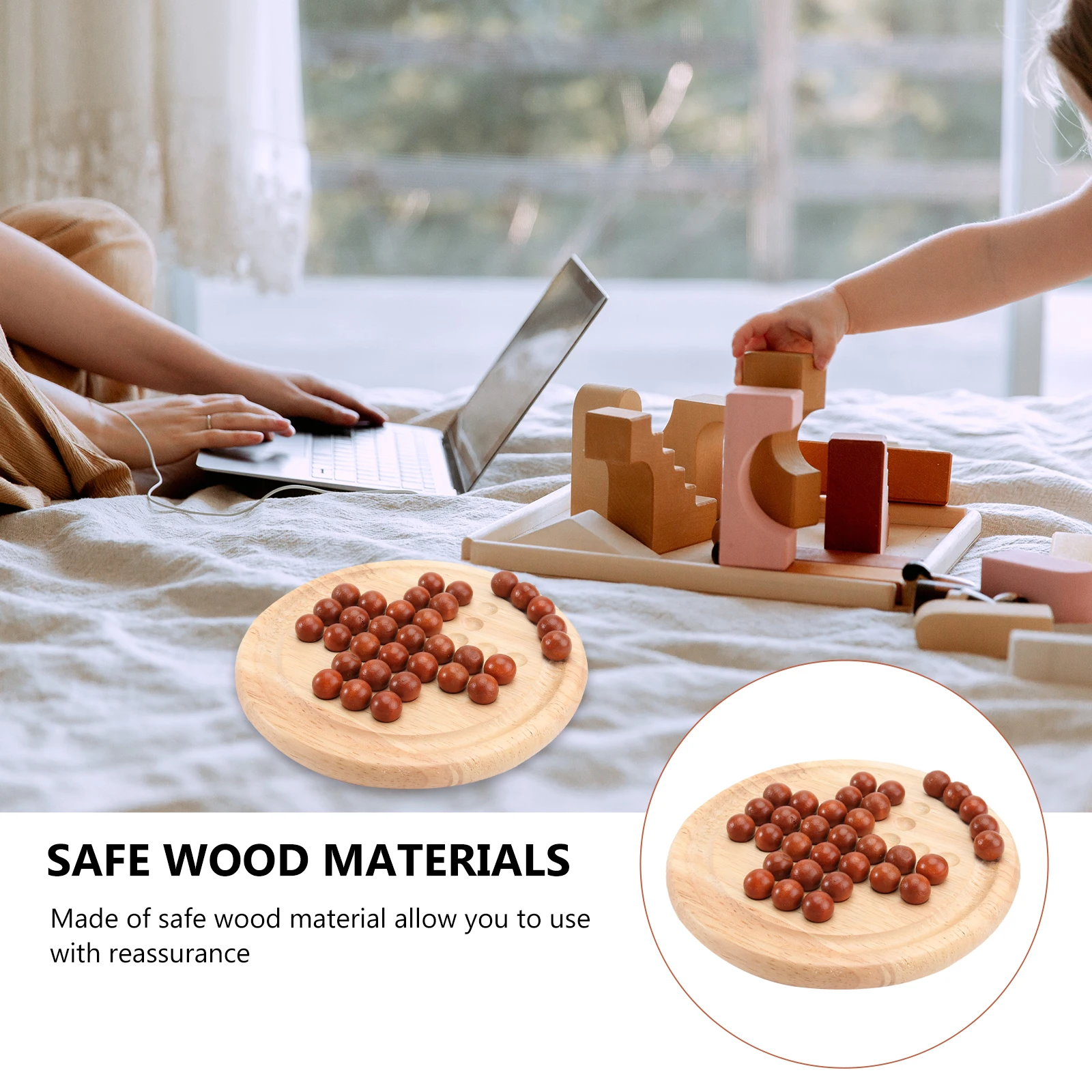 

1 Set Of Wooden Europe Board Single Chess Peg Puzzle For Kids Adults Brain Teaser Educational Logical Thinking Skill