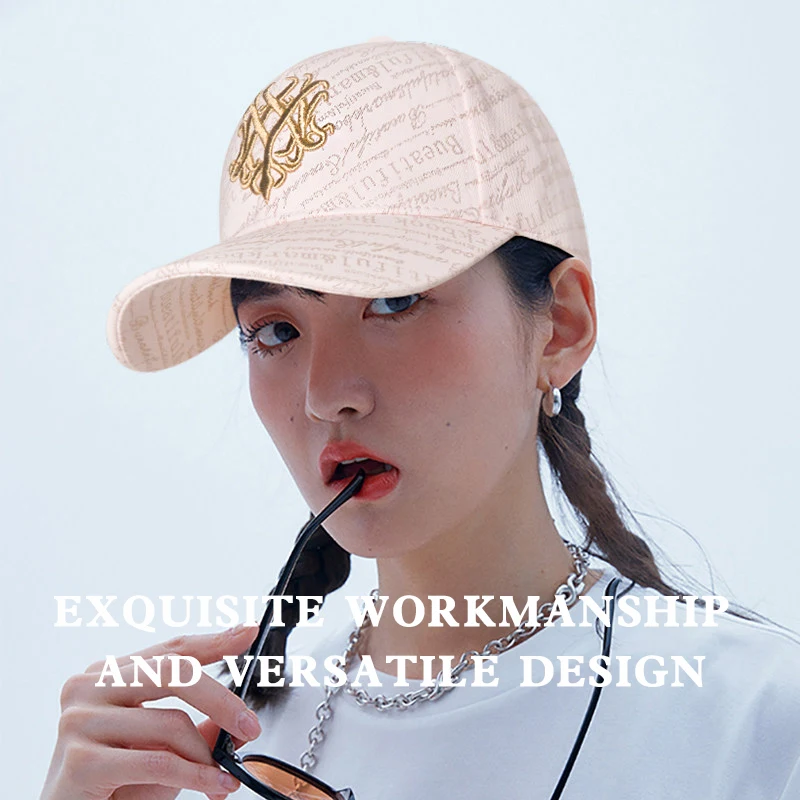 Full Printed English Letter Baseball Cap Female Face-Looking Small Fashion Fashion Brand Street Peaked Cap Female Fashion Hat