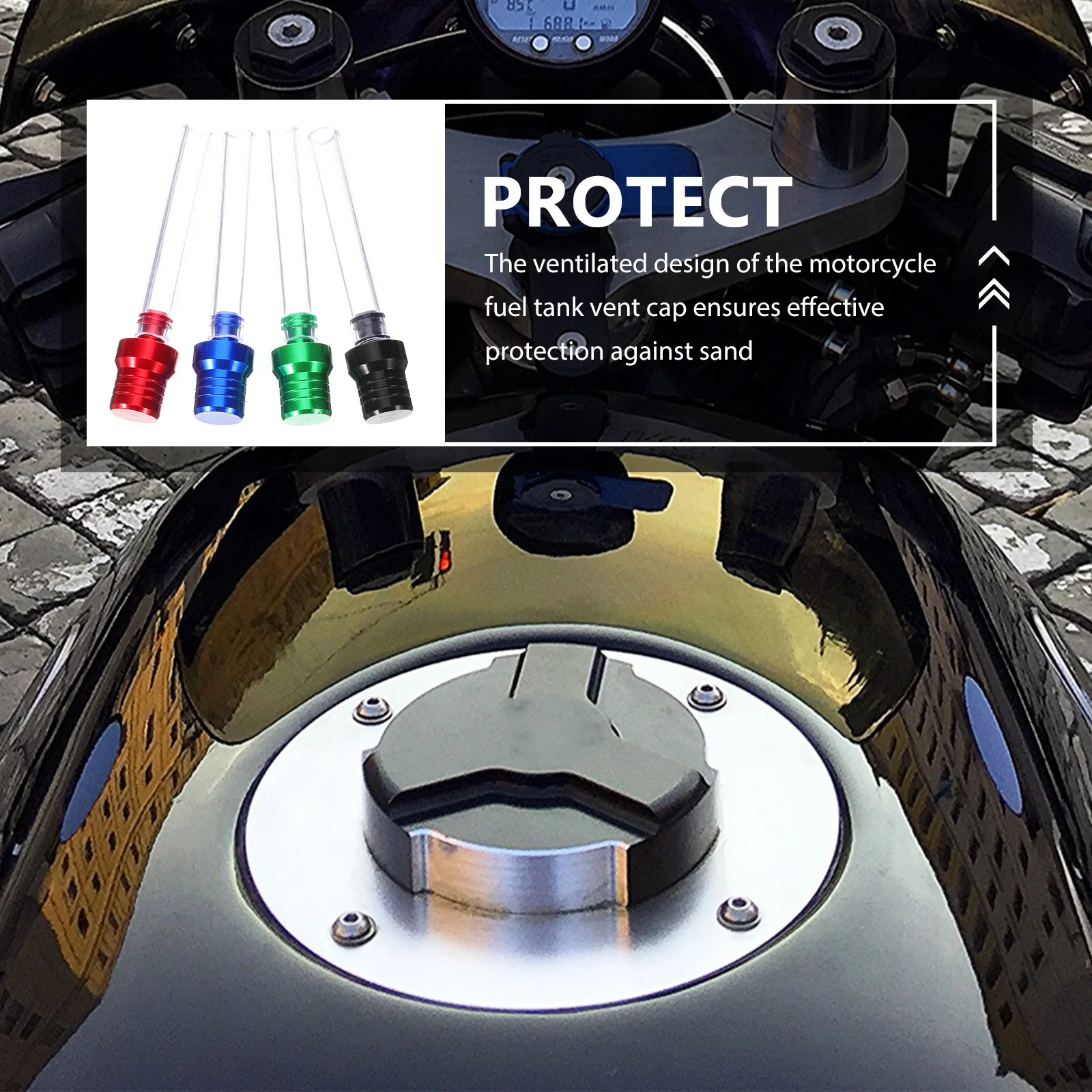 

4pcs Motorcycle Fuel Tank Vent Cap Plastic Aluminum Alloy Sandproof Ventilation Design For Atv Off Road Accessories Gas Tank