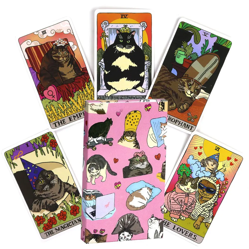 

Hot Selling Cat Oracle Tarot Leisure Entertainment Card Family Gathering Divination Deck Tarot Board Playing Card Game