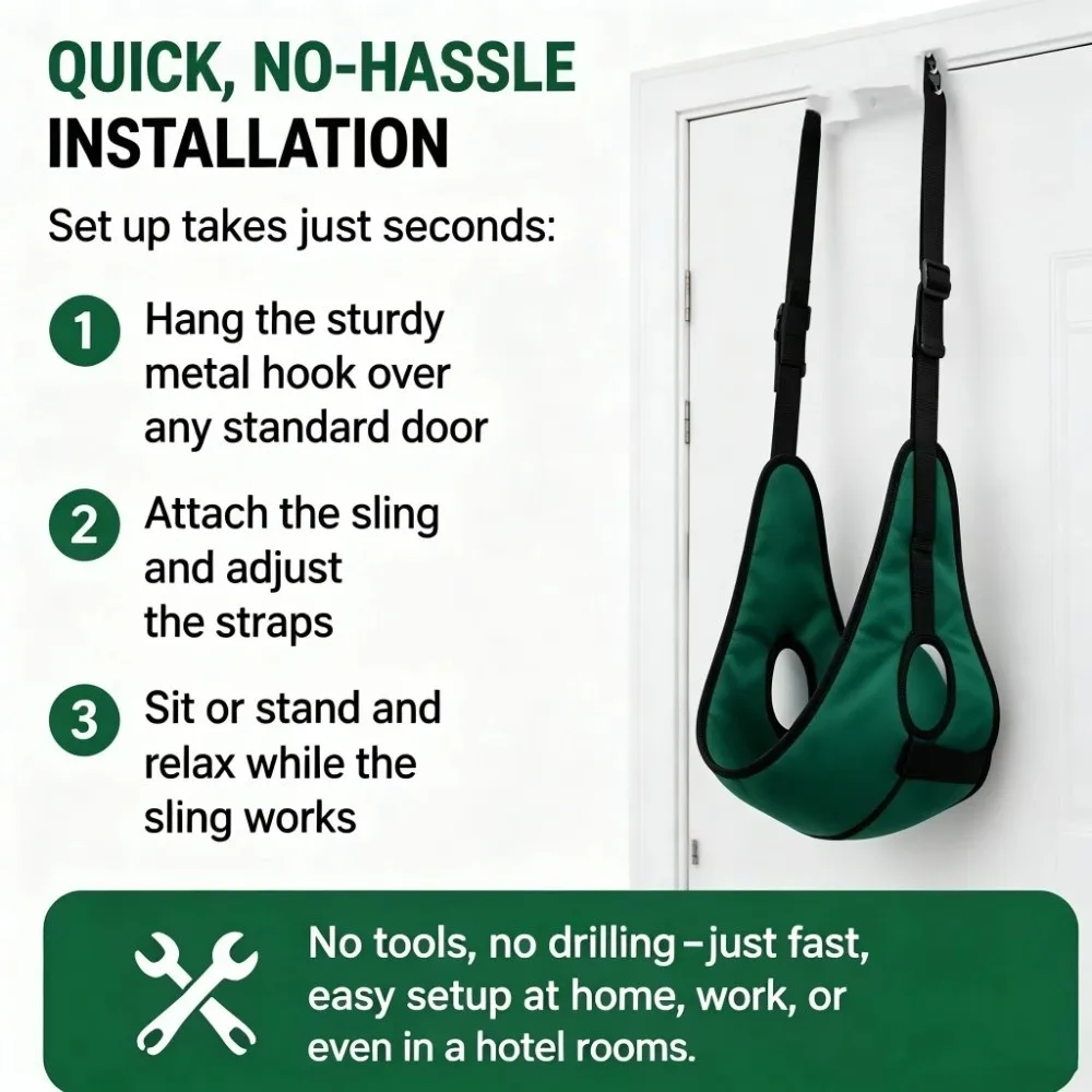 Ergonomic Door Hanging Neck Brace Adjustable Straps Household Neck Traction Device Thickened Cervical Traction Belt Neck Support