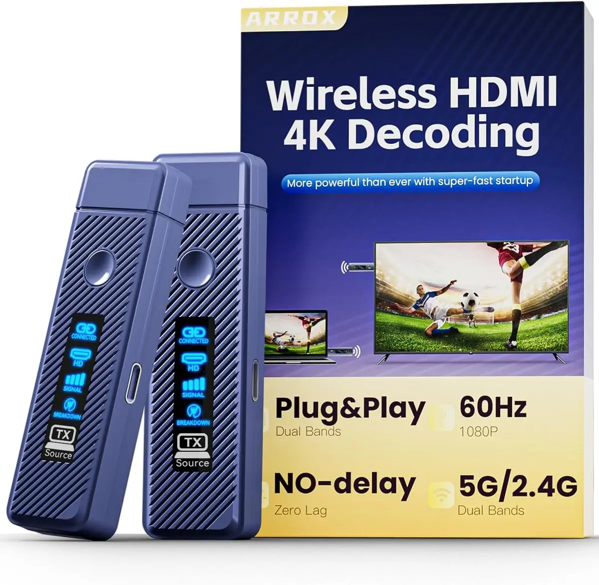 

Беспроводной HDMI-передатчик и приемник, портативный комплект с поддержкой 4K, Plug & Play, для ПК/проектора/ТВ-приставки