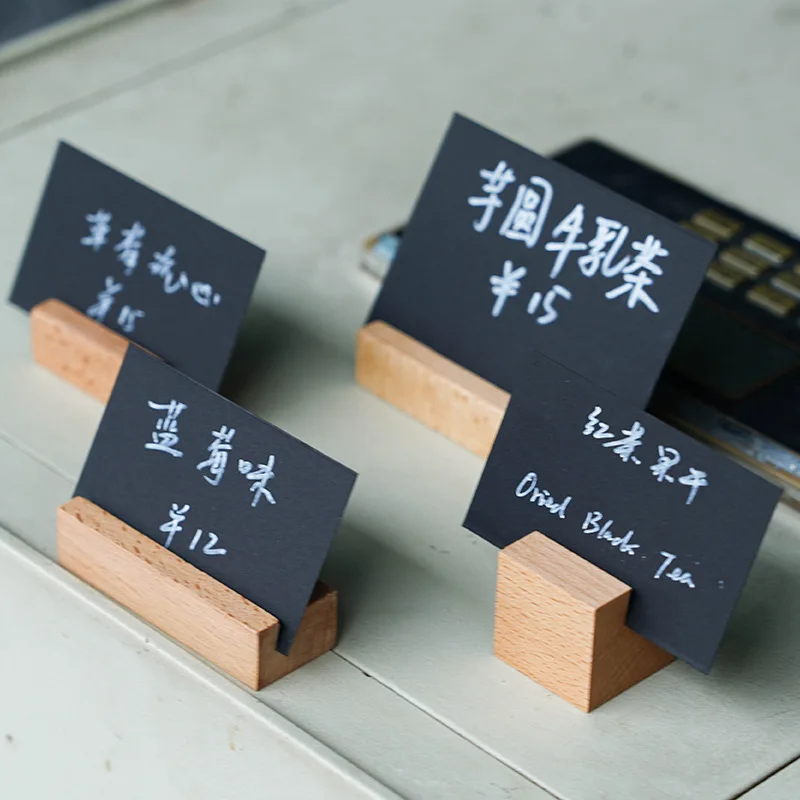 5pcs/lot Wood Price Tag Place Label Card Holders Photo Clip Stands Wedding Table Number Name Sign Stand for Wedding Display