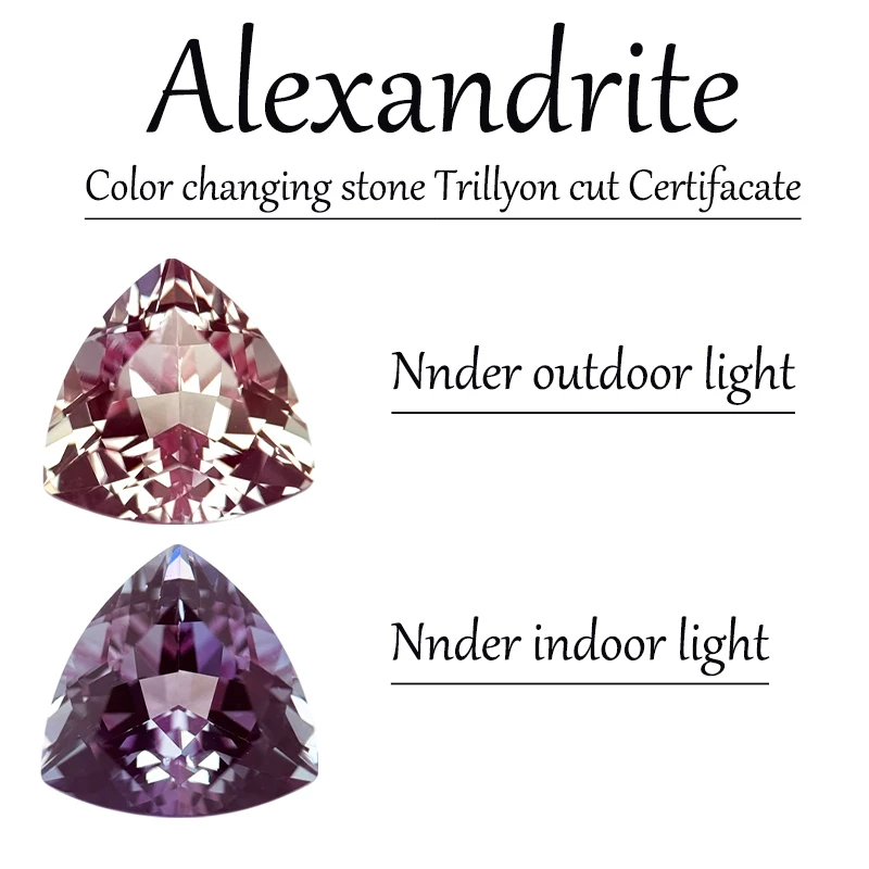 

Trillyon Shape Lab Grown Alexandrite Color Changing Stone DIY Ring Necklace Earrings Main Materials with Certificate Charms Gem