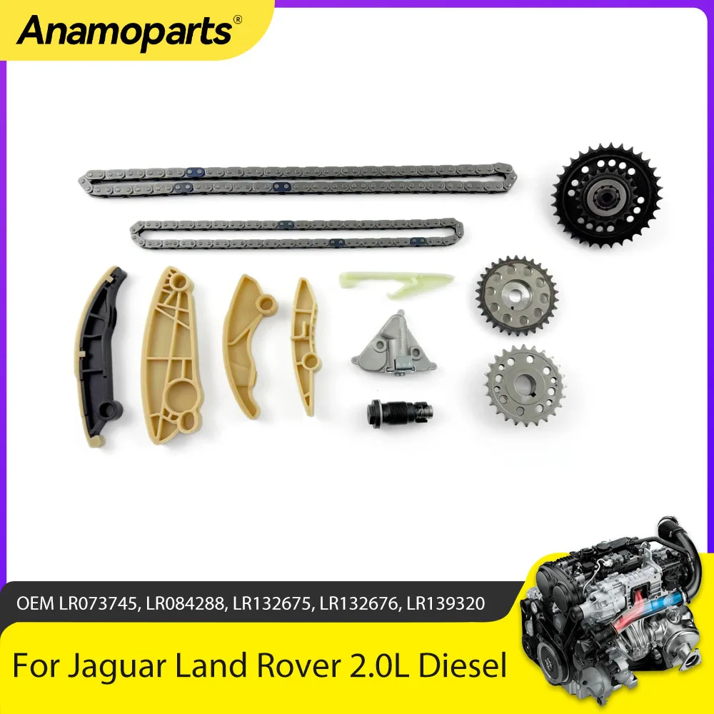 Engine Timing Chain Kit With Gear Fit 2.0 L Diesel For Land Rover Range Discovery Defender Jaguar 2.0L AJ200 204DTD 204DTA 14-24