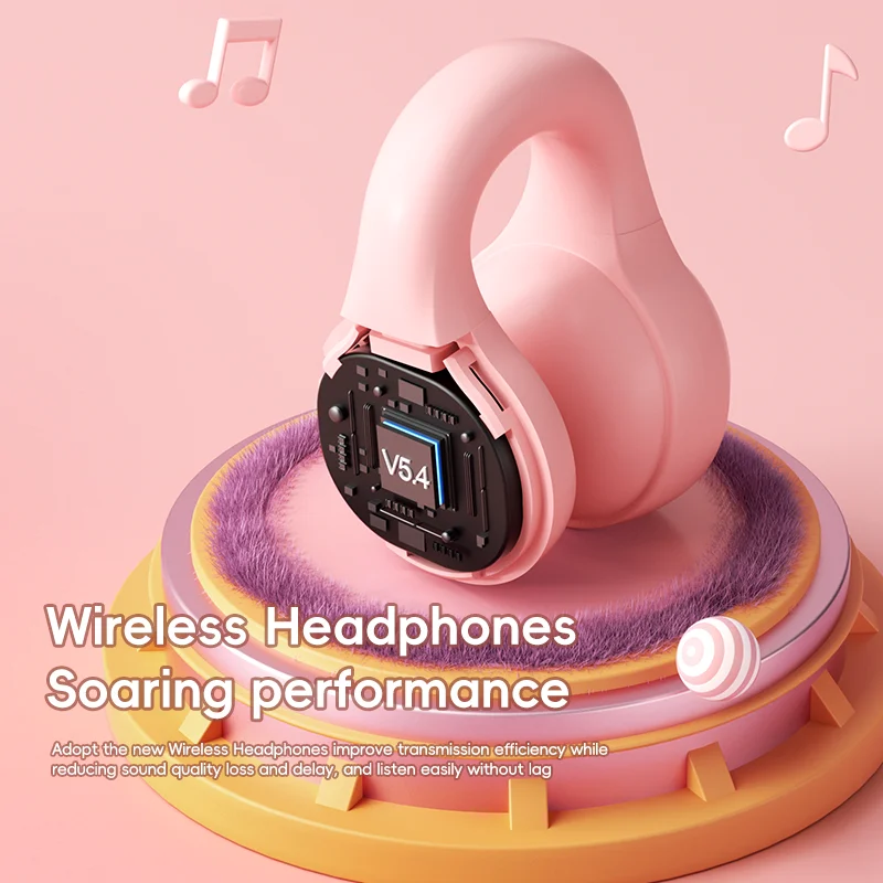 X53 سماعات رأس لاسلكية سماعة رأس بخاصية البلوتوث شاشة ديجيتال ذكية تعديل حجم مشبك أذن كرتوني لطيف يرتدي مريحًا #6