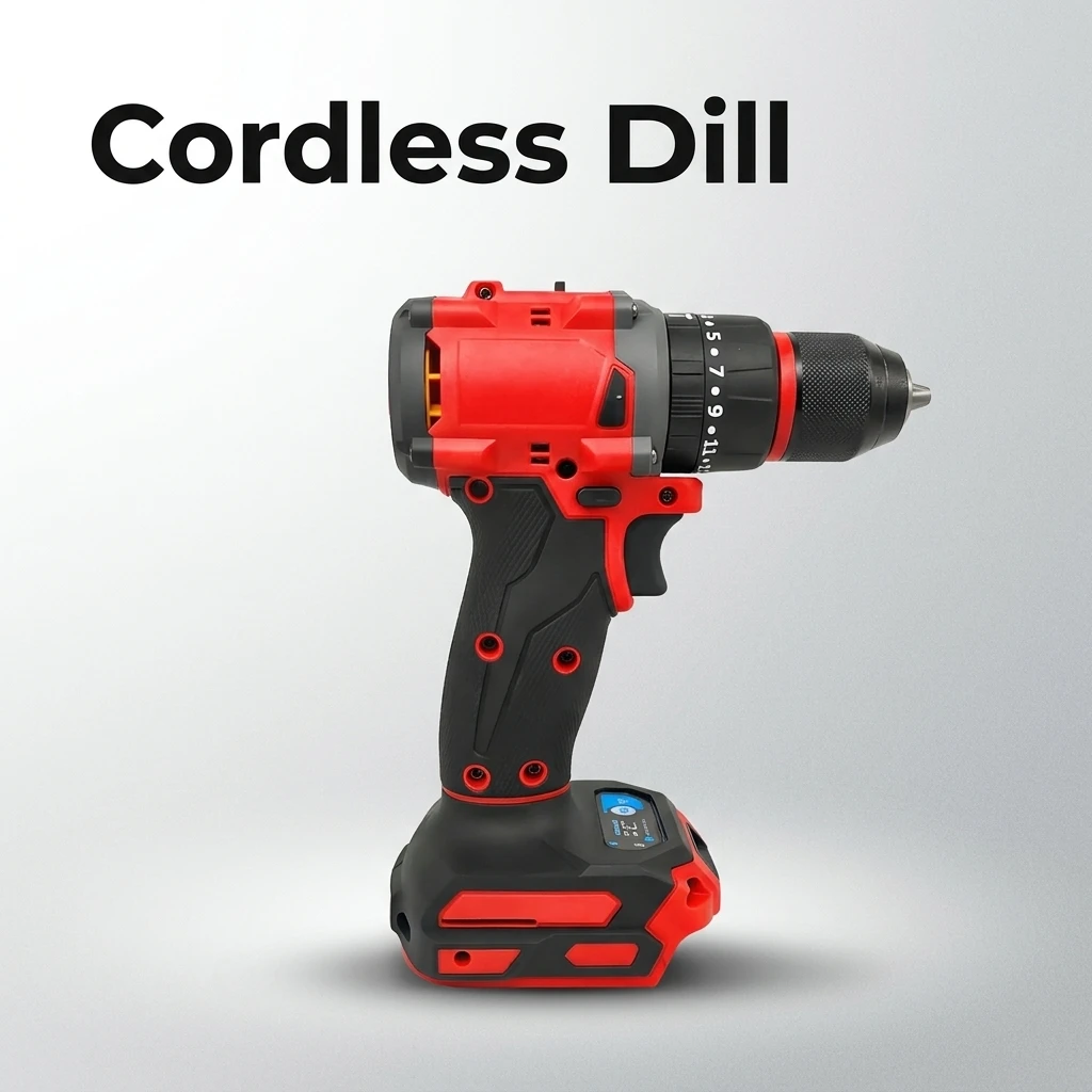 Cordless Brushless Electric Impact Drill Rechargeable Power Tool with LED Light for Home DIY Construction Professional Use Kit