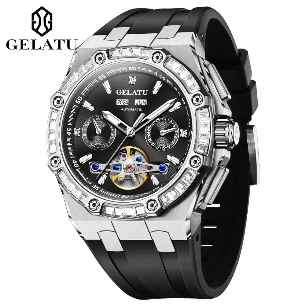 GELATU 6022 Original Genuine Men's Watch Automatic Mechanical Movement Multi functional Wristwatch