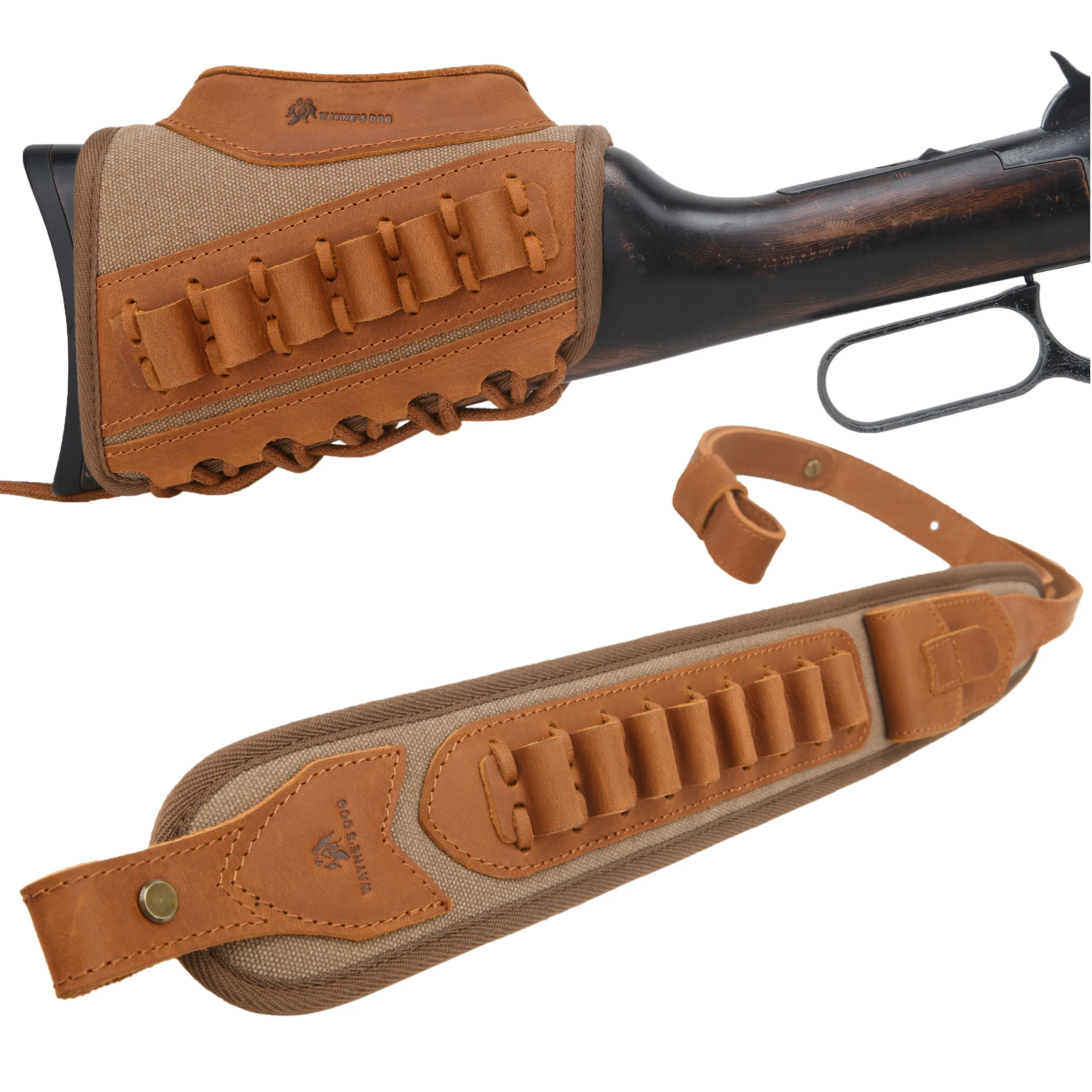 

New Gun Shell Holder Sling Strap For .22LR .30/30 .308 .44mag .348 with Matched Gun Ammo Buttstock Cheek Rest Riser
