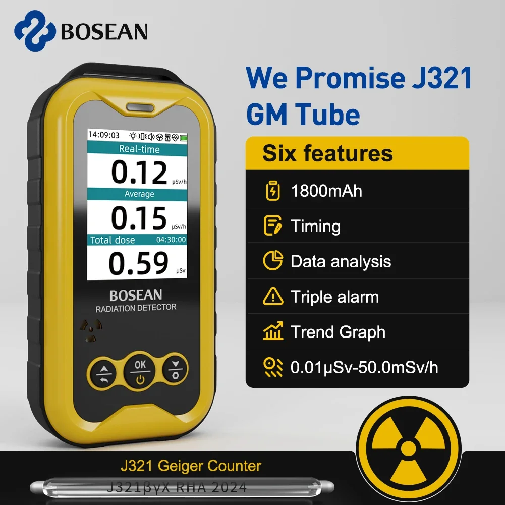 BOSEAN Geiger counter Nuclear Radiation Detector X-ray Beta GammaRadioactivity detector for Hospital for PC software FS5000