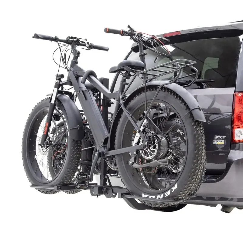 SUV Minivan Sedan Truck Car Travel 150lbs Platform Tray 2-bike Fat Tire Bike Rear Mount Hitch Bicycle Rack Carrier