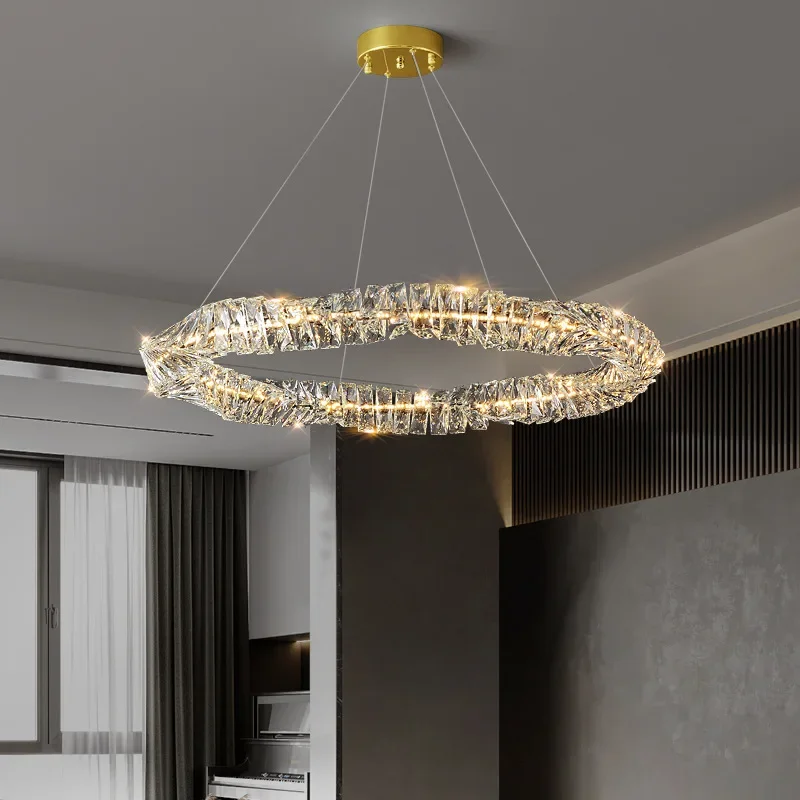 Light luxury main and guest hall crystal chandelier, postmodern creative minimalist designer Italian style restaurant light