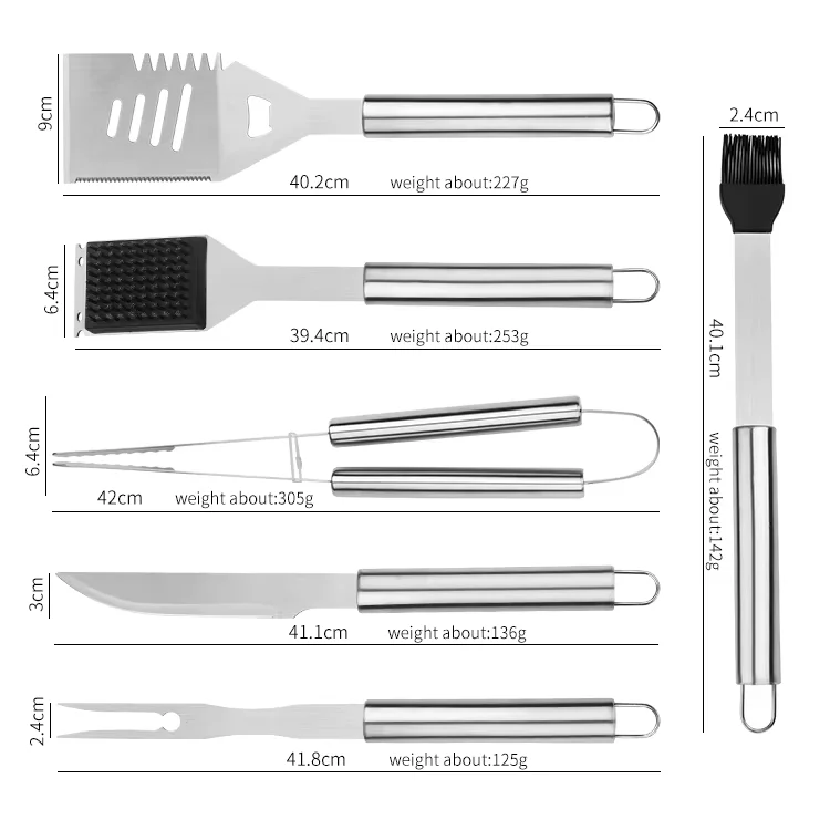 STLF6 قطعة أداة شواء معدنية مجموعة الكورية شواية باربيكيو اكسسوارات المطبخ أواني الطبخ بما في ذلك ملعقة شوكة للتخييم في الهواء الطلق