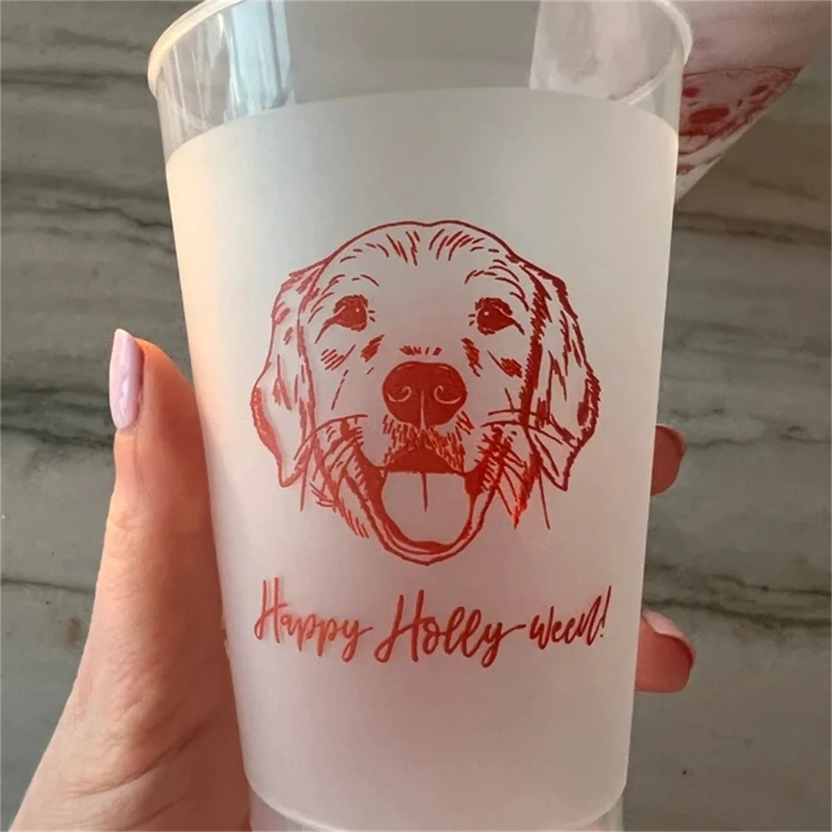 Custom Illustrated Dog Frosted Wedding Cups, Modern Wedding Cups, Custom Dog Wedding, Custom Wedding Cups, Pet 16oz Frosted Cups