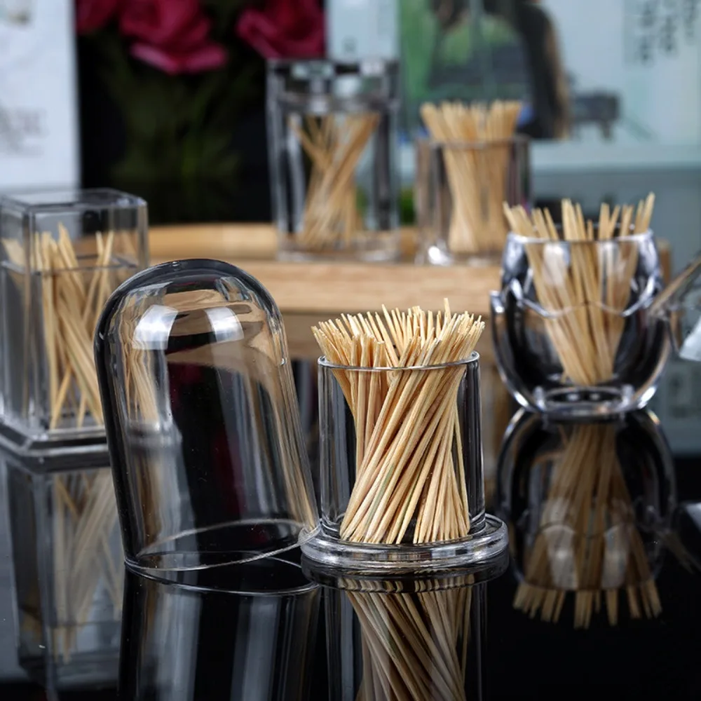 Convenient Dust-proof Toothpick Bottle Thickened Acrylic Cotton Swab Holder Transparent Drop-resistant Toothpick Holder Home
