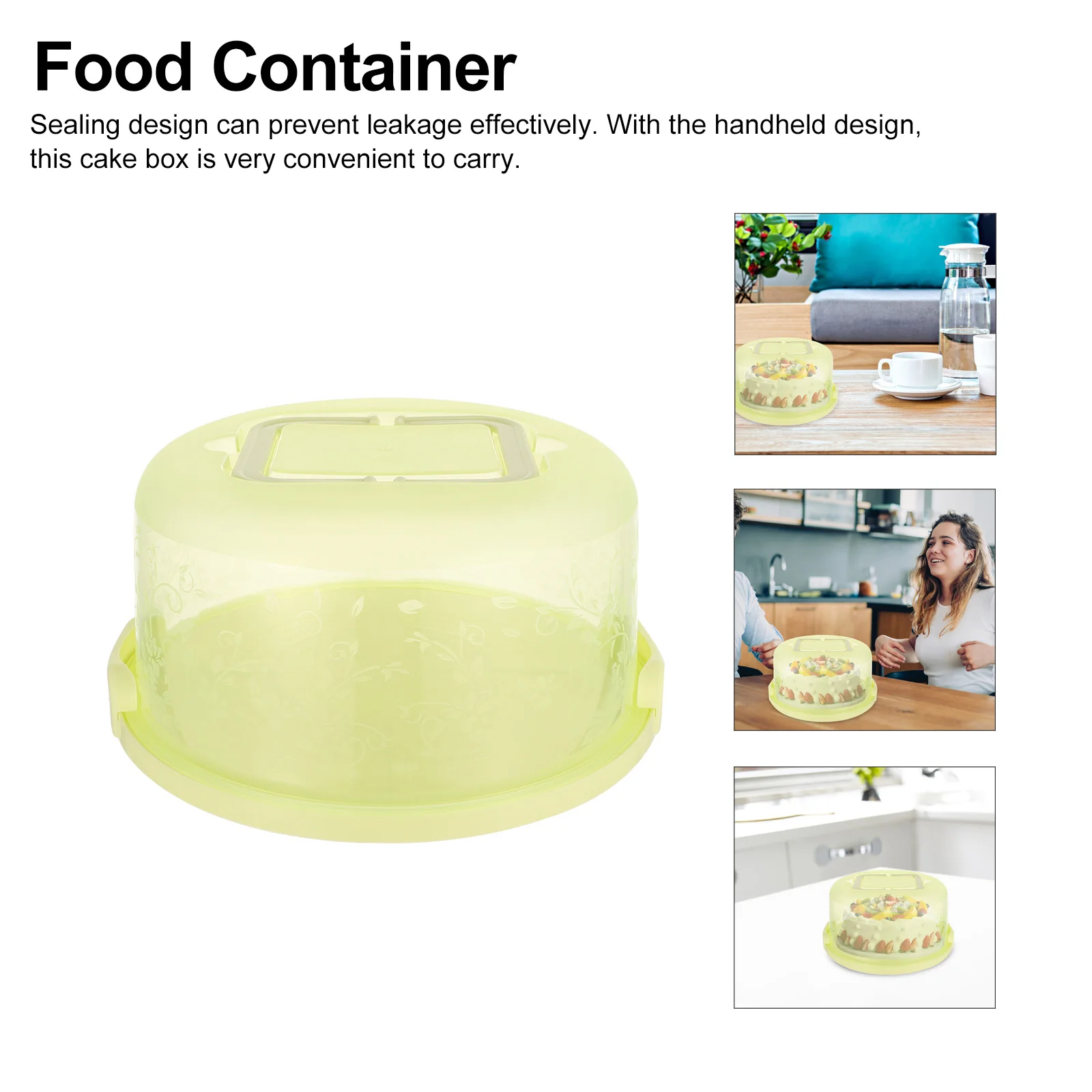 

1 pc Portable 10 Inch Cake Box Reusable Leak Proof Food Container Environmentally Friendly Clear Storage Box for Birthday Pastry