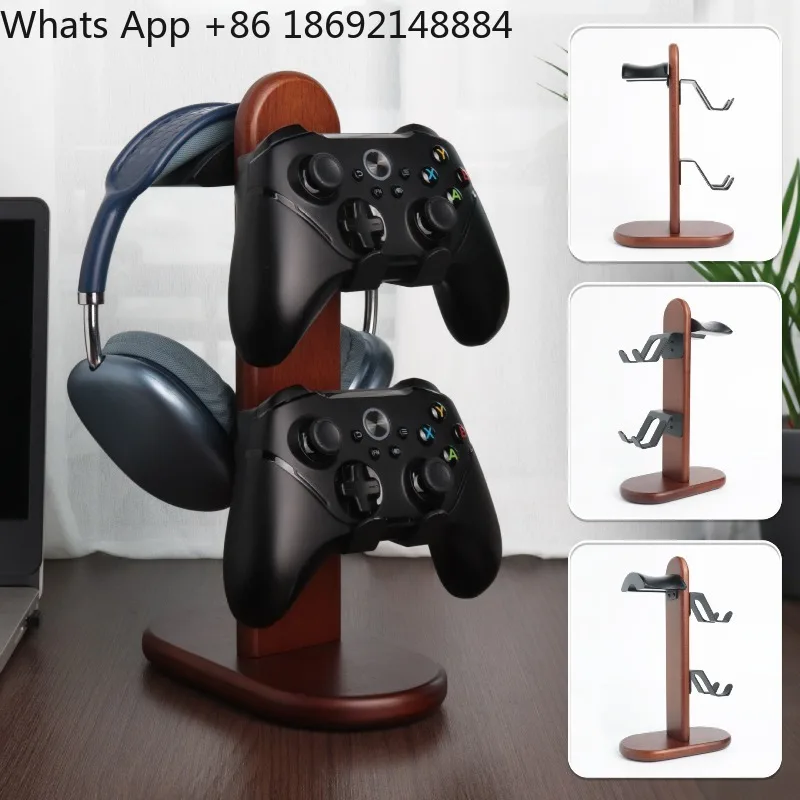 Creative Gamepad Headset Display Stand Solid Wood Walnut Headset Hanging Storage Gaming Headset Holder