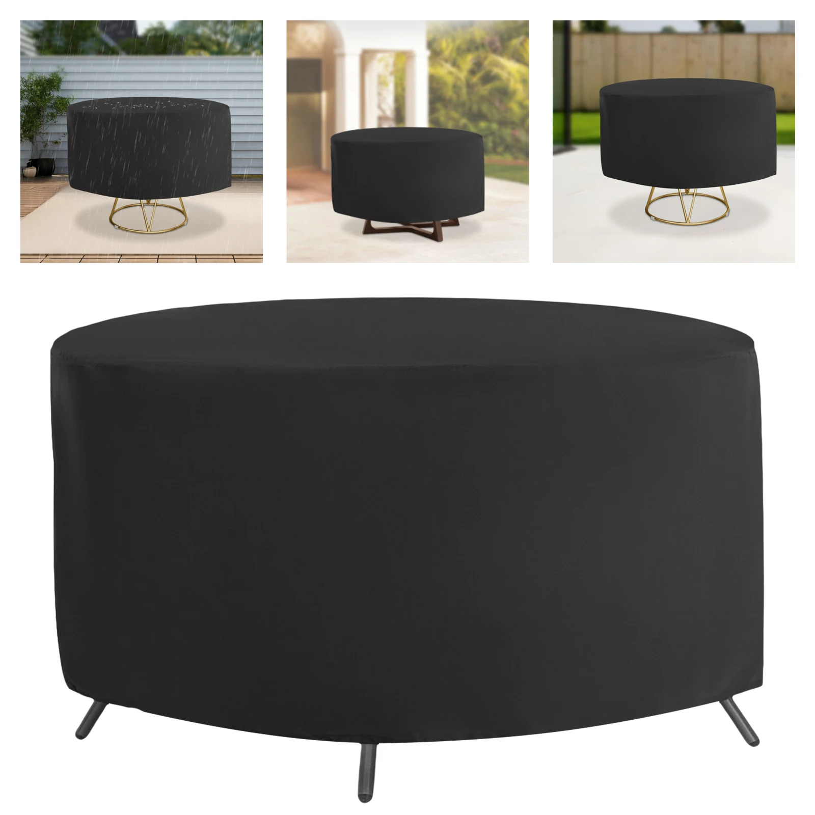 

Waterproof Round Patio Table Cover Outdoor Garden Furniture Protector for Chairs & Table, Round Cover with Storage Bag