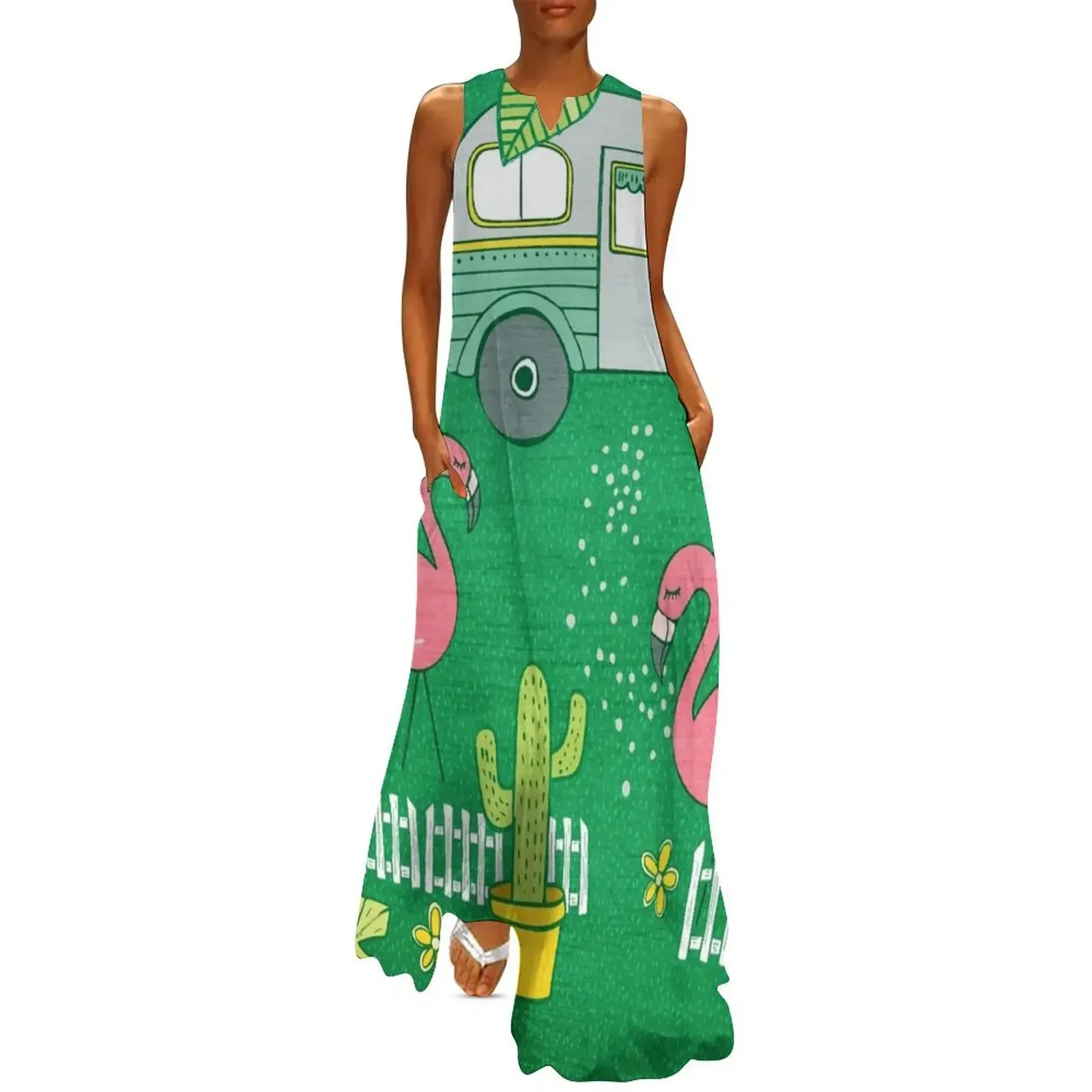 

Campsite Flamingos Long Dress women formal occasion dresses bandage dress dresses for womens evening dresses women Dress