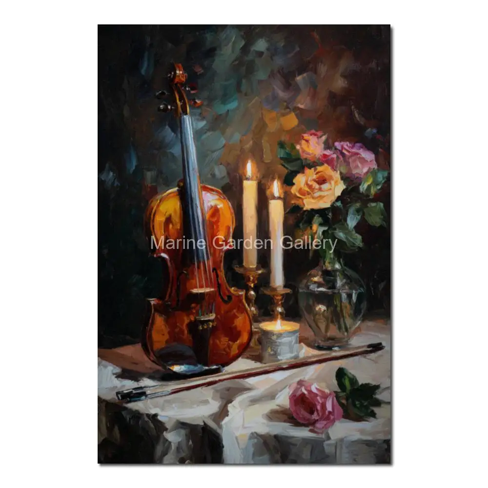 

Musical Jewish Art Modern Abstract Hanukkah Candles Contemporary Painting Handmade Judaic Oil Painting for Restaurant Home Decor