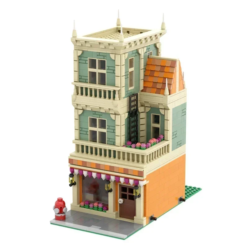 Moc Bouwstenen Urban Street View Model Straatakkerij Technologie Modulaire Blokken Geschenken Kerstspeelgoed Diy Sets Assemblage