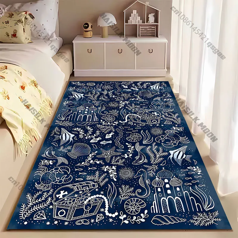 Underwater treasures and marine life carpet Yoga living room room decor children's crawling mat doormat area rug games mat
