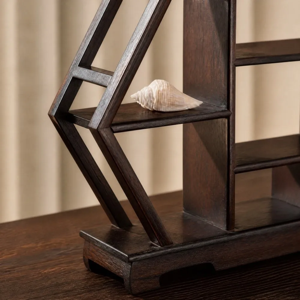 Small Hexagonal Display Rack 12 Inch Diameter Carving Crafts Curio Cabinets Rosewood Bogu Rack Desk